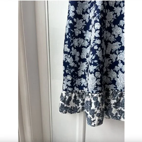 Asymmetric Blue Floral Dress - Picture 2 of 7